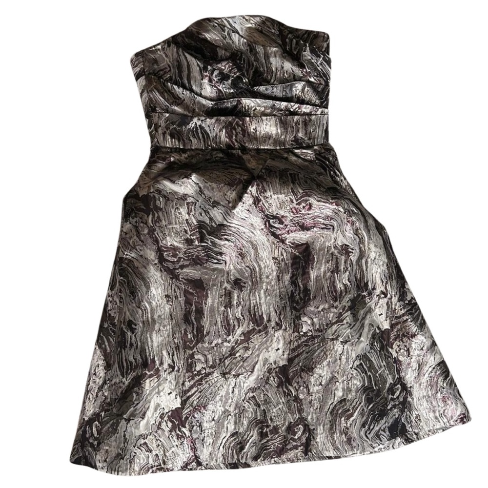 Monique Lhuillier Strapless Cocktail Dress - Marble Print